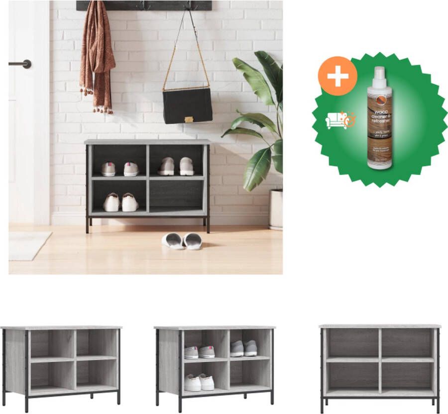 VidaXL Schoenenkast 69x35x50 cm bewerkt hout grijs sonoma eikenkleurig Schoenenkast Inclusief Houtreiniger en verfrisser