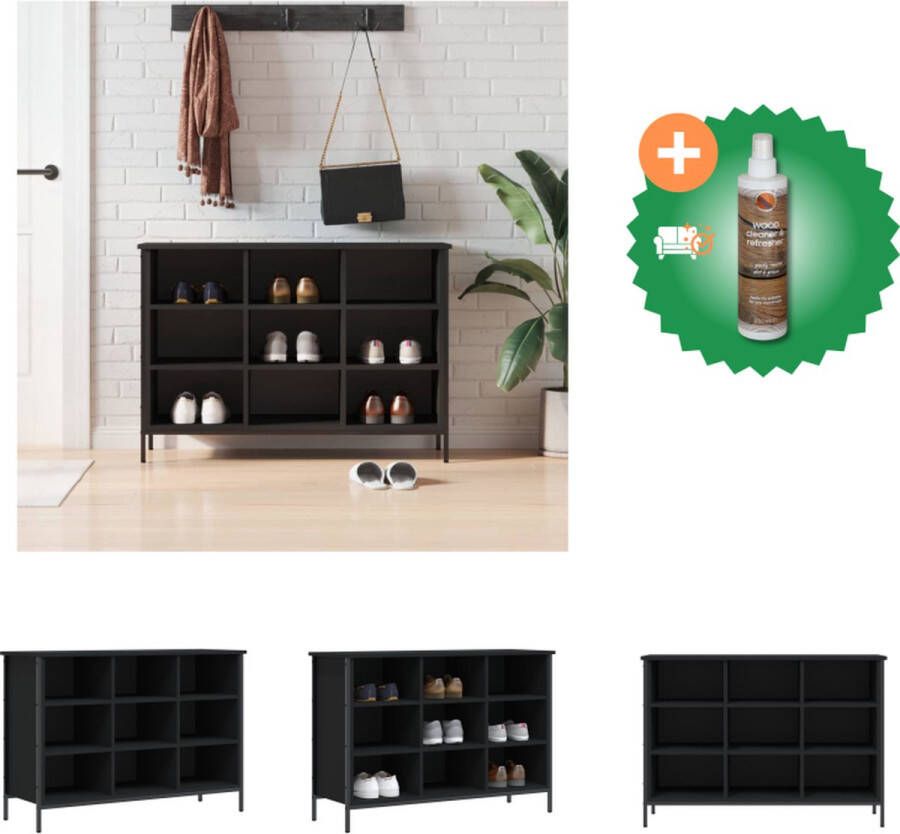 VidaXL Schoenenkast naam Opbergruimte voor Schoenen 100 x 35 x 70 cm Zwart Schoenenkast Inclusief Houtreiniger en verfrisser