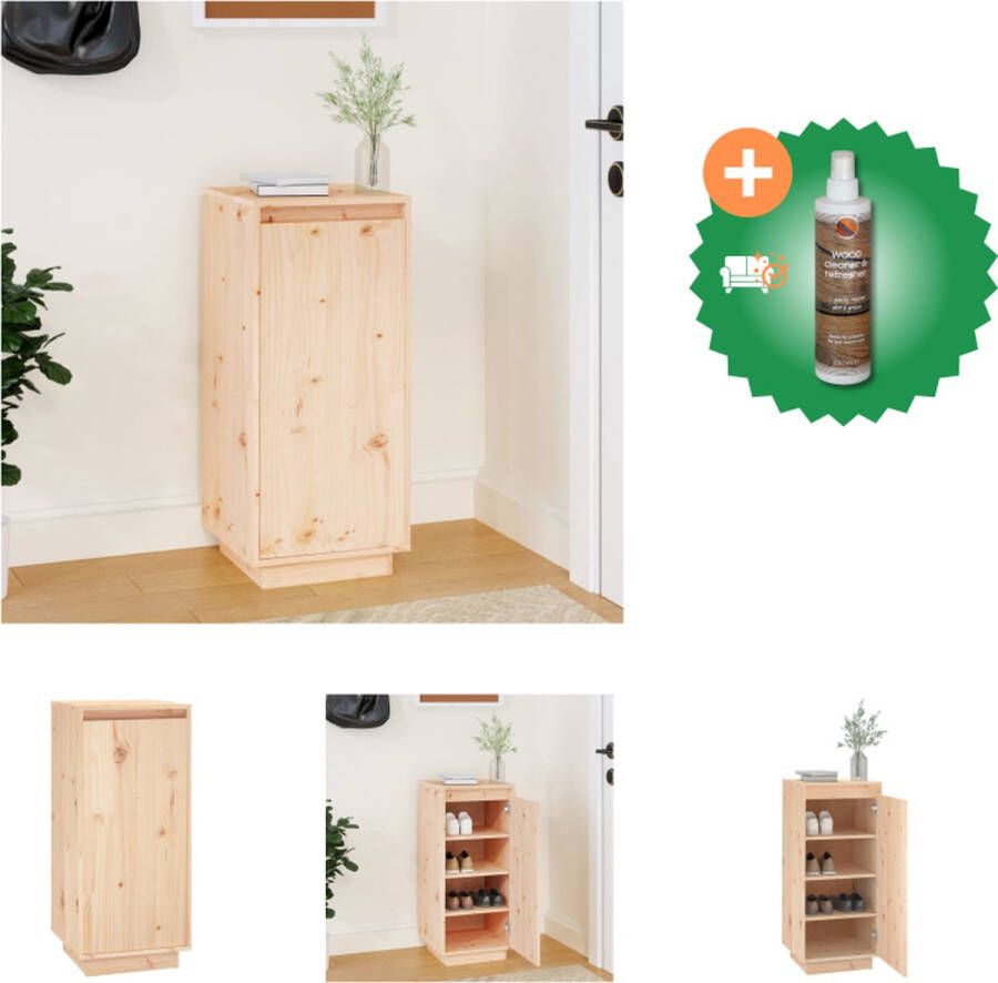 VidaXL Schoenenkast Opbergkast Massief Grenenhout 35x35x80 cm Wandmontage Schoenenkast Inclusief Houtreiniger en verfrisser