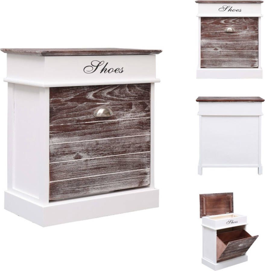 VidaXL Schoenenkast Schoenenkasten Schoenenkist Schoenenkisten Schoenenkast 50x28x58 cm paulowniahout bruin - Foto 2