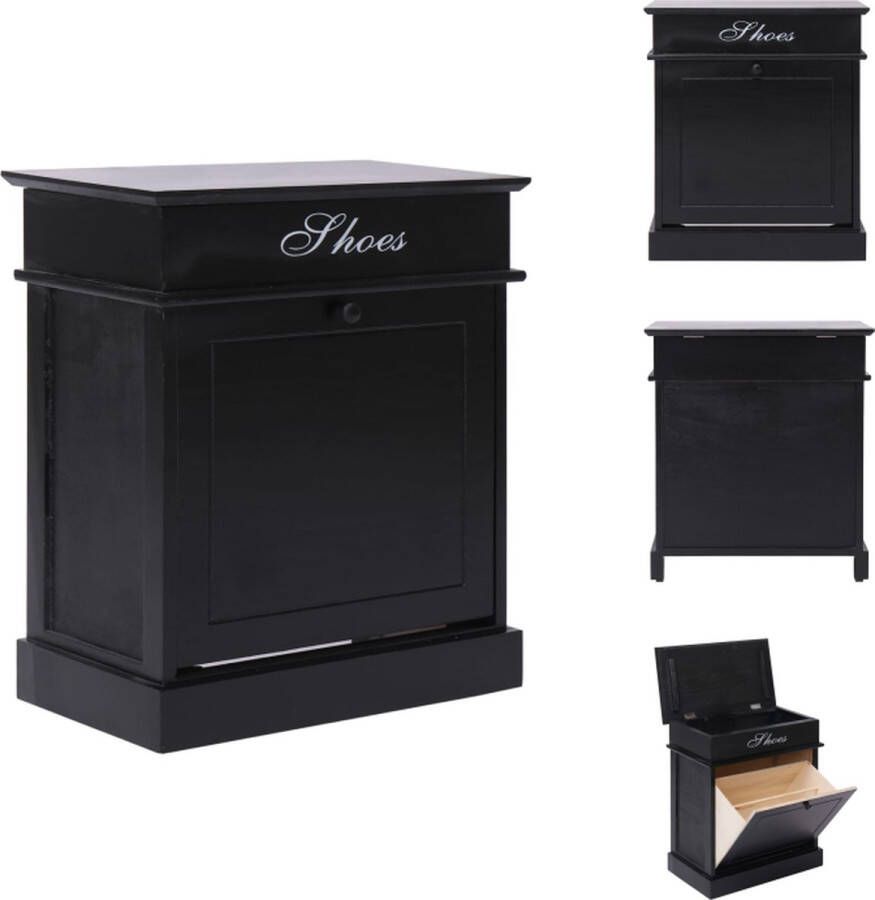 VidaXL Schoenenkast Paulowniahout 50 x 28 x 58 cm Zwart Schoenenkast