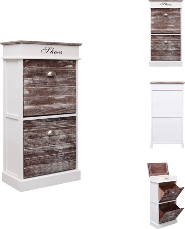 VidaXL Schoenenkast Schoenenkasten Schoenenkist Schoenenkisten Schoenenkast 50x28x98 cm paulowniahout bruin - Foto 2