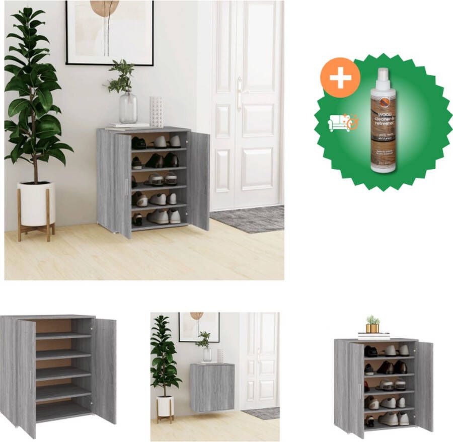 VidaXL Schoenenkast Praktisch Schoenenopslag 60x35x70 cm Grijs sonoma eiken Schoenenkast Inclusief Houtreiniger en verfrisser - Foto 2