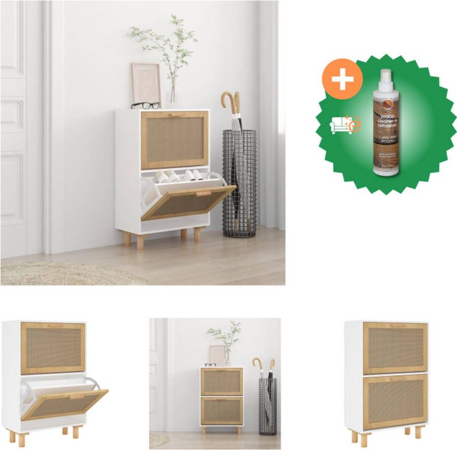 VidaXL Schoenenkast Scandinavisch ontwerp 52 x 25 x 80 cm wit bewerkt hout Schoenenkast Inclusief Houtreiniger en verfrisser