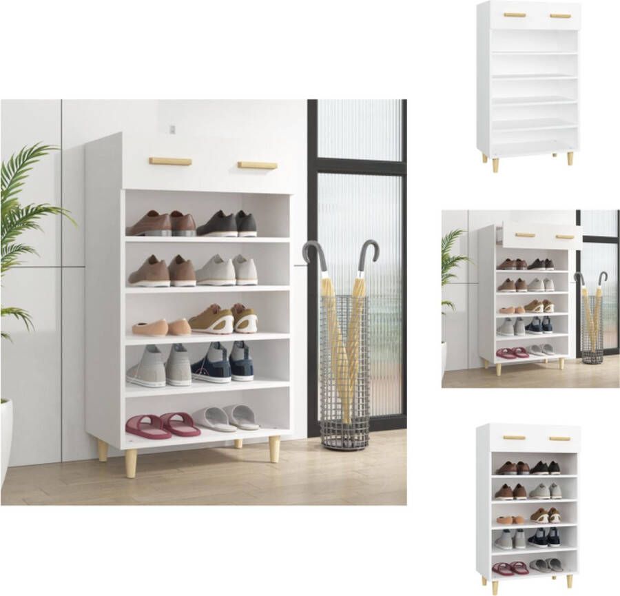 VidaXL Schoenenrek Schoenenrekken Opbergrek Voor Schoenen Schoenenstellage Schoenenkast 60x35x105 cm bewerkt hout wit