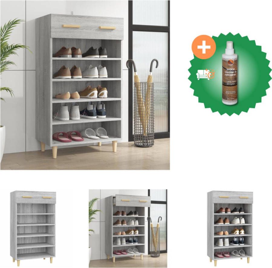 VidaXL Schoenenkast Scandinavische minimalistische stijl 60 x 35 x 105 cm grijs sonoma eiken Schoenenkast Inclusief Houtreiniger en verfrisser