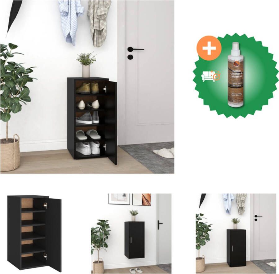 VidaXL Schoenenkast Schoenenopberger 32 x 35 x 70 cm Zwart Spaanplaat Montage vereist Schoenenkast Inclusief Houtreiniger en verfrisser