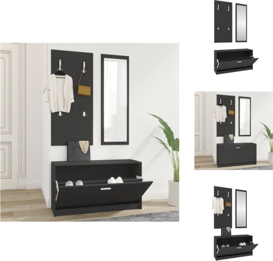 VidaXL Schoenenkast Schoenenkasten Schoenenkast Set Schoenenkastset 3-in-1 bewerkt hout zwart - Foto 2