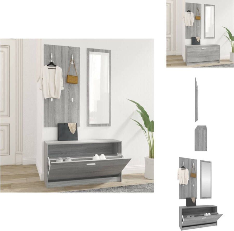 VidaXL Schoenenkast Schoenenkasten Schoenenkast Set Schoenenkastset 3-in-1 bewerkt hout grijs sonoma eiken