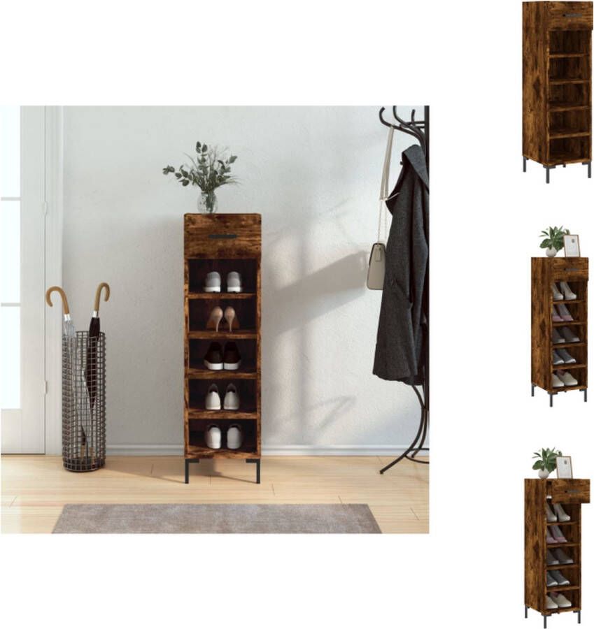 VidaXL Schoenenrek Schoenenrekken Opbergrek Voor Schoenen Schoenenkast 30x35x105 cm bewerkt hout gerookt eikenkleurig