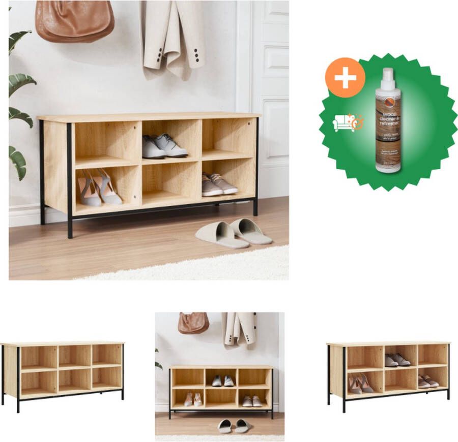 VidaXL Schoenenkast 100x35x50 cm bewerkt hout sonoma eikenkleurig Schoenenkast Inclusief Houtreiniger en verfrisser