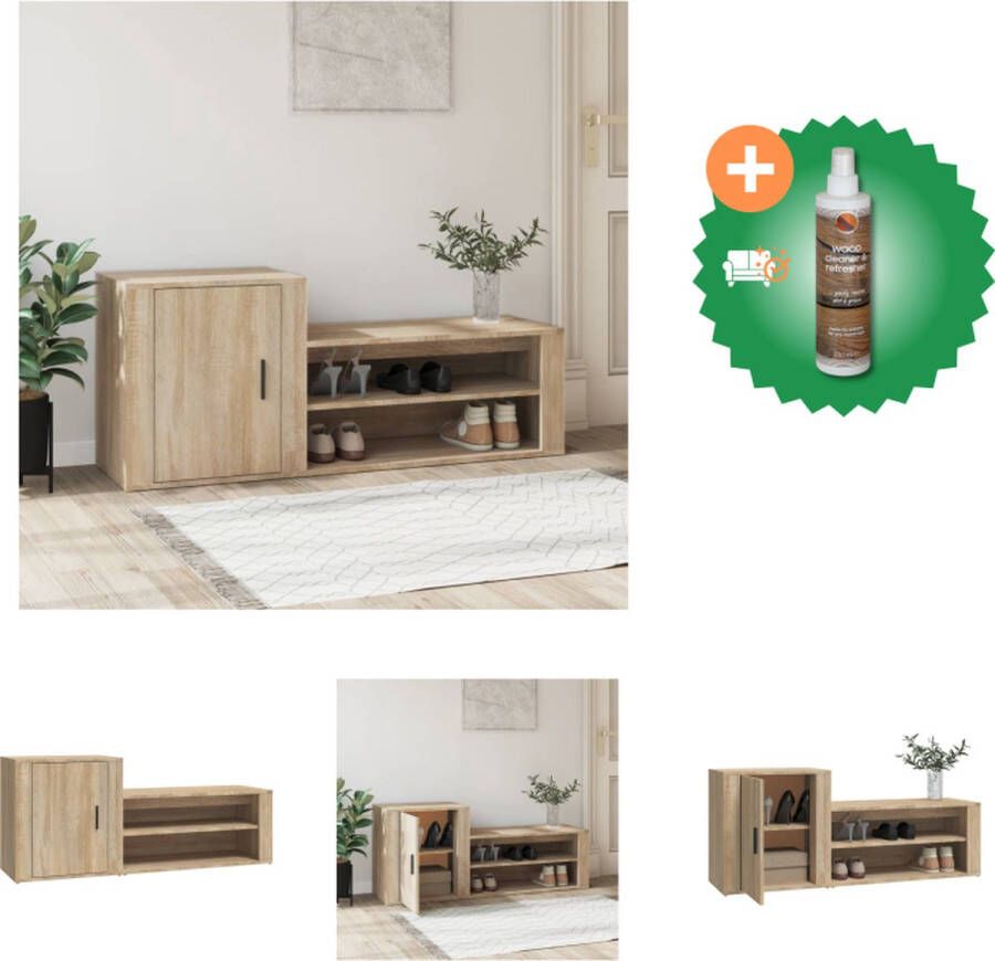 VidaXL Schoenenkast Sonoma Eiken 130 x 35 x 54 cm Stevig hout Voldoende opbergruimte Schoenenkast Inclusief Houtreiniger en verfrisser