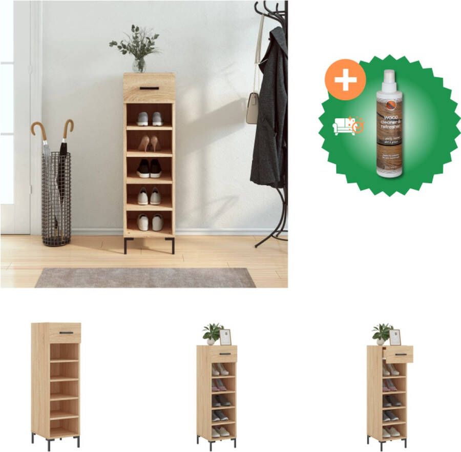 VidaXL Schoenenkast Sonoma Eiken 30 x 35 x 105 cm Duurzaam materiaal en praktisch ontwerp Kast Inclusief Houtreiniger en verfrisser