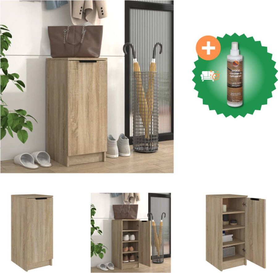 VidaXL Schoenenkast 30x35x70 cm bewerkt hout sonoma eikenkleurig Schoenenkast Inclusief Houtreiniger en verfrisser