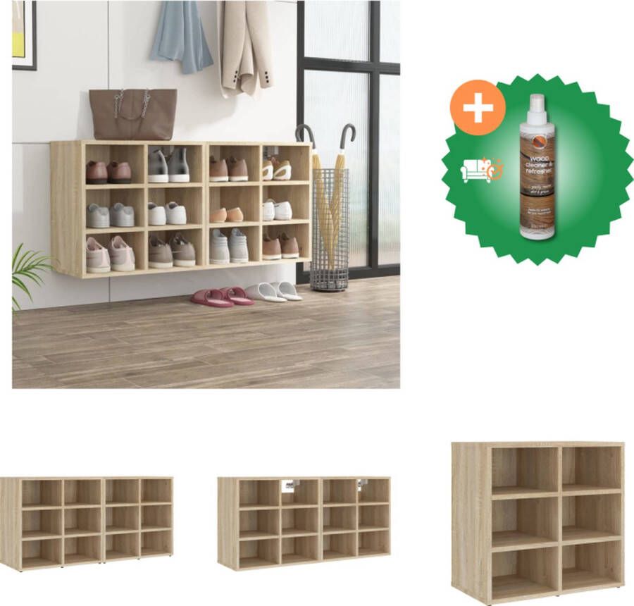 VidaXL Schoenenkasten 2 st 52-5x30x50 cm sonoma eikenkleurig Kast Inclusief Houtreiniger en verfrisser
