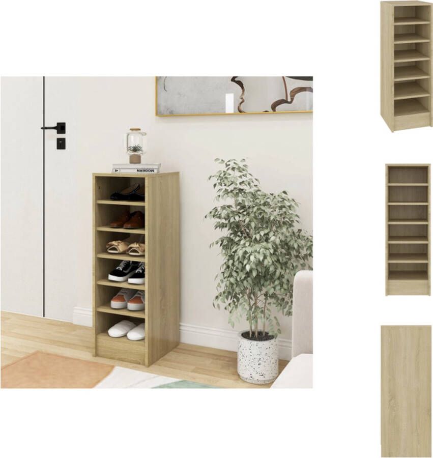 VidaXL Schoenenkast Schoenenkasten Schoenenopbergers Schoenenkast 31 5x35x90 cm bewerkt hout sonoma eikenkleurig - Foto 2