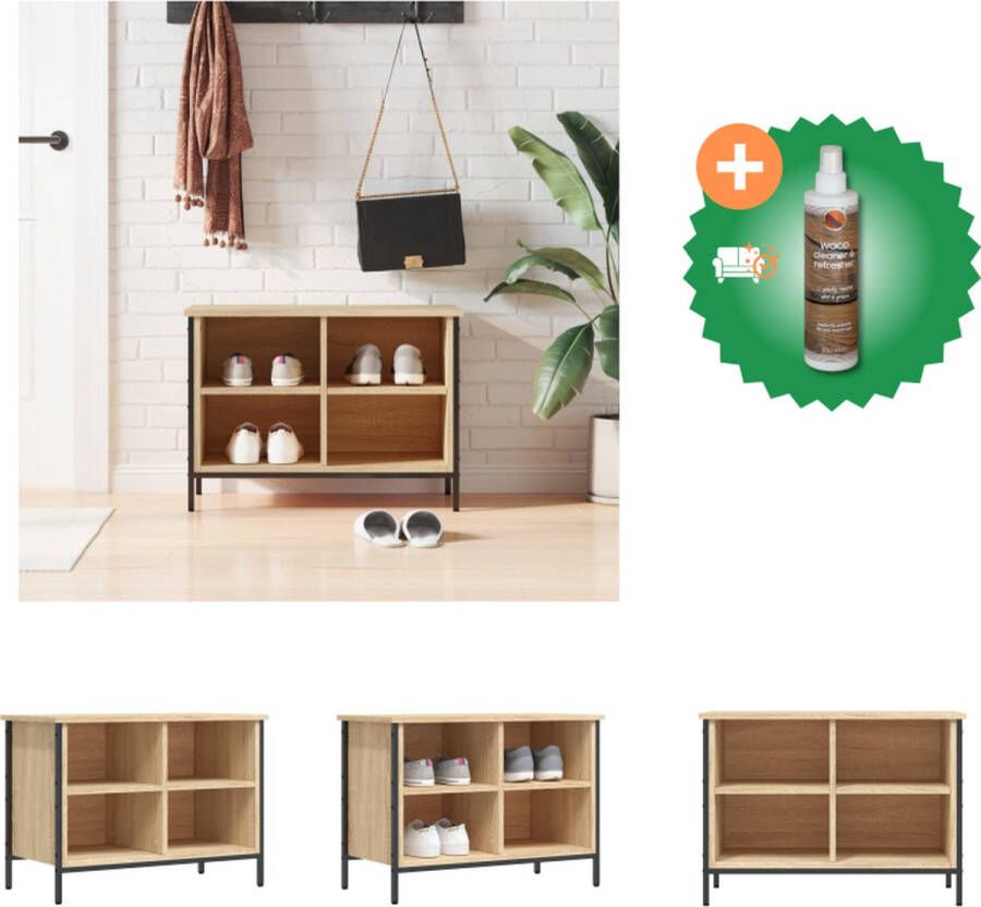 VidaXL Schoenenkast 69x35x50 cm bewerkt hout sonoma eikenkleurig Schoenenkast Inclusief Houtreiniger en verfrisser