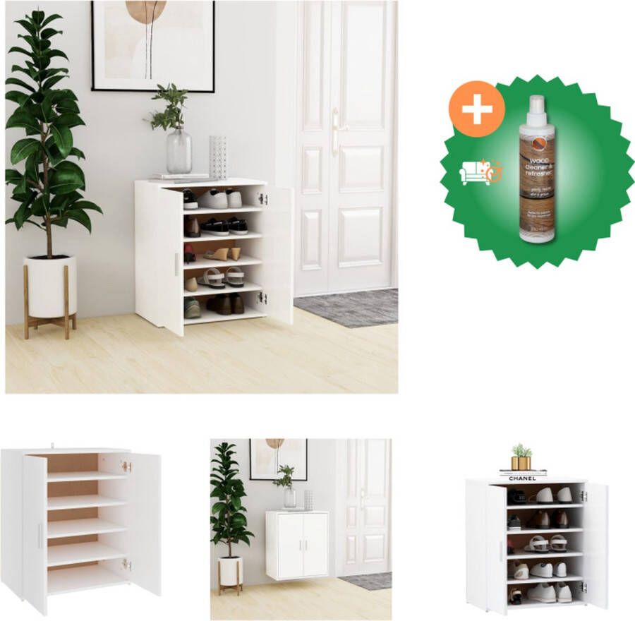 VidaXL Schoenenkast 60x35x70 cm spaanplaat wit Schoenenkast Inclusief Houtreiniger en verfrisser