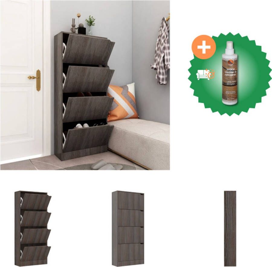 VidaXL Schoenenkast Tijdloos Opbergoplossing voor interieur 59 x 24 x 136 cm Grijs sonoma eiken Duurzaam en stevig Schoenenkast Inclusief Houtreiniger en verfrisser