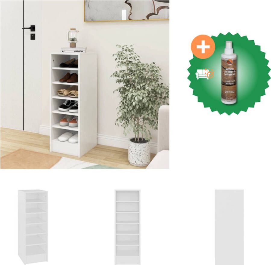 VidaXL Schoenenkast Tijdloos Schoenenopberger Afmeting- 31.5 x 35 x 90 cm Kleur- Wit Materiaal- Spaanplaat Schoenenkast Inclusief Houtreiniger en verfrisser