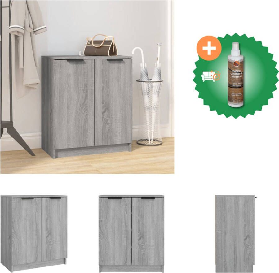VidaXL Schoenenkast Trendy Design Grijs Sonoma Eiken 59x35x70 cm Hoge Kwaliteit Schoenenkast Inclusief Houtreiniger en verfrisser