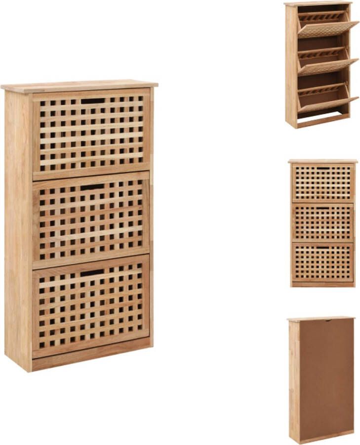 VidaXL Schoenenbank Schoenenbanken Opbergbank Opbergbanken Schoenenkast 55x20x104 cm massief walnotenhout