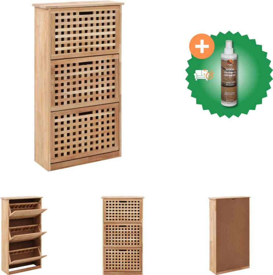 VidaXL Schoenenkast Walnotenhout 55 x 20 x 104 cm Met 3 opbergvakken Schoenenkast Inclusief Houtreiniger en verfrisser