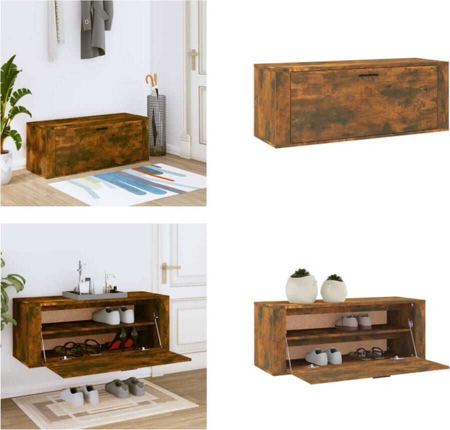 VidaXL Schoenenkast wandgemonteerd 100x35x38 cm bewerkt hout eiken Wandschoenenkast Wandschoenenkasten Wandkast Voor Schoenen Schoenenkast Wand