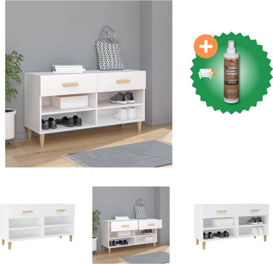VidaXL Schoenenkast Wit 102 x 35 x 55 cm Stevig materiaal Schoenenkast Inclusief Houtreiniger en verfrisser
