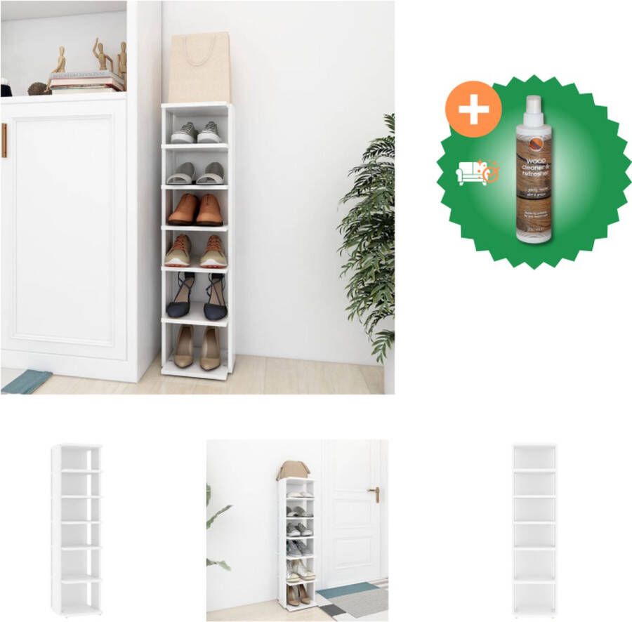 VidaXL Schoenenkast Wit 27.5 x 27 x 102 cm Gemaakt van bewerkt hout Schoenenkast Inclusief Houtreiniger en verfrisser