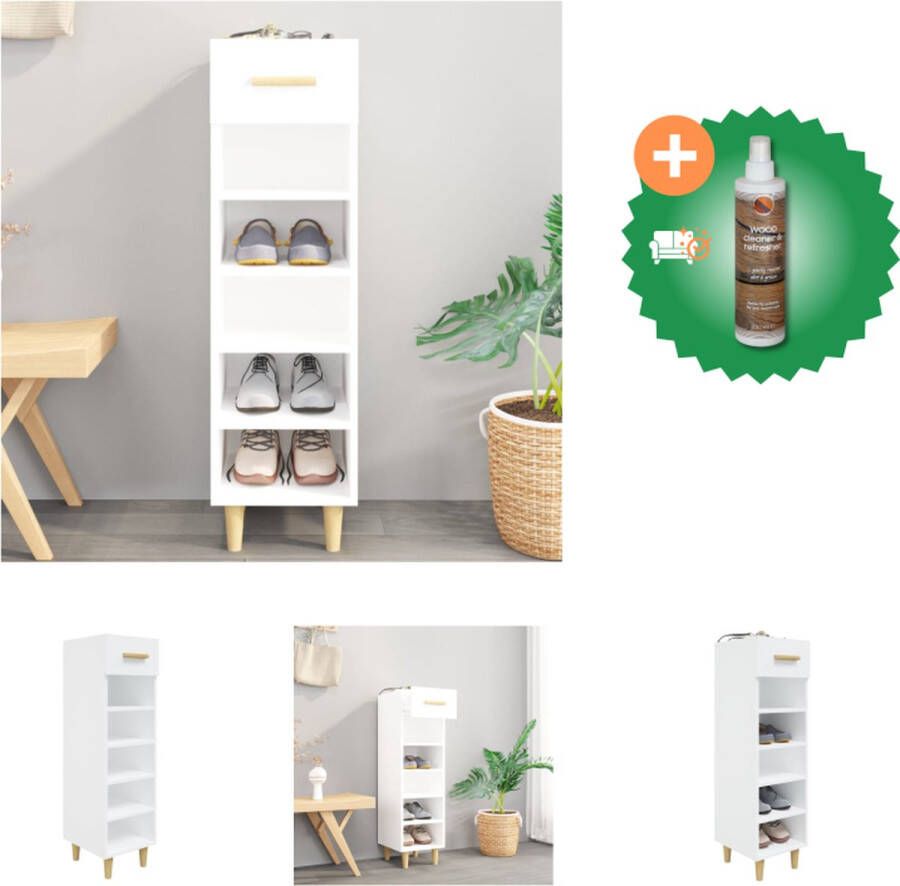 VidaXL Schoenenkast wit 30 x 35 x 105 cm hoge kwaliteit en ruimtebesparend Schoenenkast Inclusief Houtreiniger en verfrisser