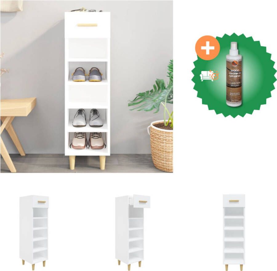 VidaXL Schoenenkast Wit 30 x 35 x 105 cm Ruimtebesparend ontwerp Schoenenkast Inclusief Houtreiniger en verfrisser - Foto 2