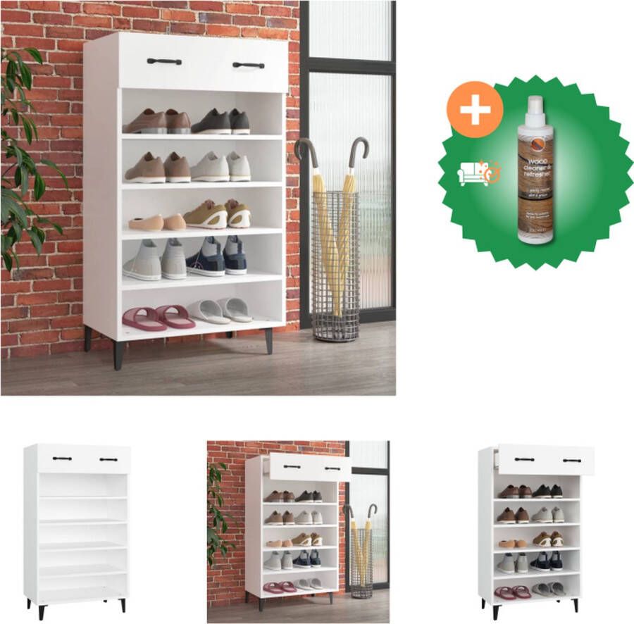 VidaXL Schoenenkast Wit 60 x 35 x 105 cm Hoge kwaliteit Voldoende opbergruimte Schoenenkast Inclusief Houtreiniger en verfrisser