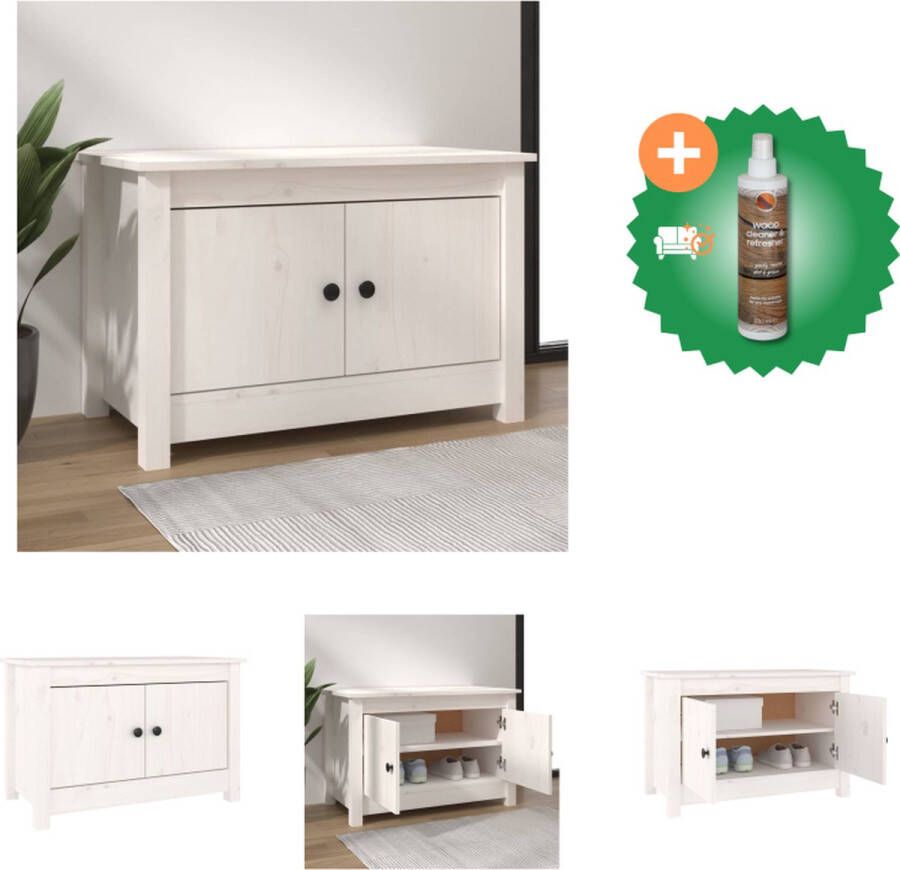 VidaXL Schoenenkast Wit 70 x 38 x 45.5 cm Massief Grenenhout Schoenenkast Inclusief Houtreiniger en verfrisser
