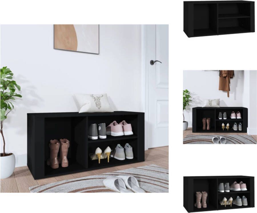 VidaXL Schoenenrek Schoenenrekken Opbergrek Voor Schoenen Schoenenstellage Schoenenkast 100x35x45 cm bewerkt hout zwart
