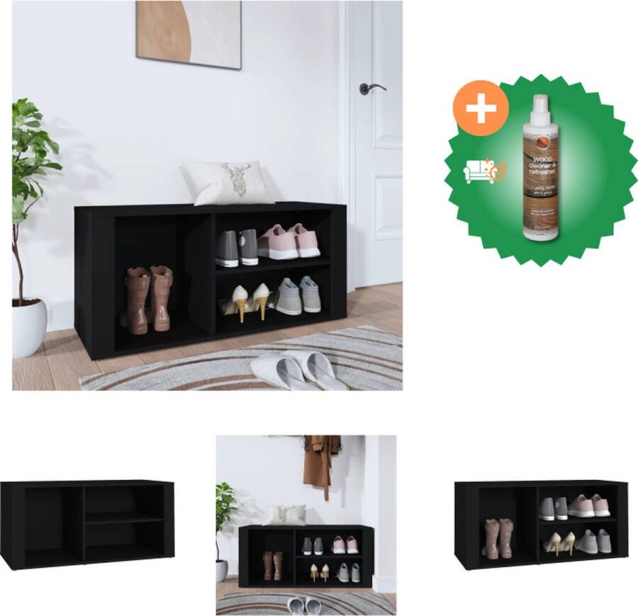 VidaXL Schoenenkast Zwart 100 x 35 x 45 cm Stevig Hout Voldoende opbergruimte Schoenenkast Inclusief Houtreiniger en verfrisser