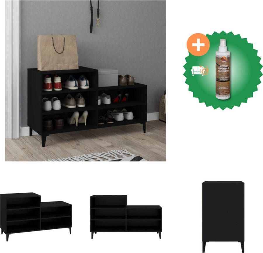 VidaXL Schoenenkast Zwart 102 x 36 x 60 cm Bewerkt Hout en Metaal Schoenenkast Inclusief Houtreiniger en verfrisser
