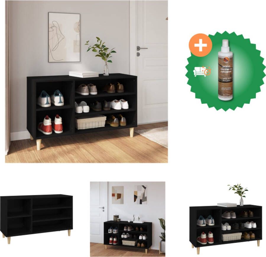 VidaXL Schoenenkast Zwart 102 x 36 x 60 cm Duurzaam bewerkt hout Stabiel en vochtbestendig Schoenenkast Inclusief Houtreiniger en verfrisser