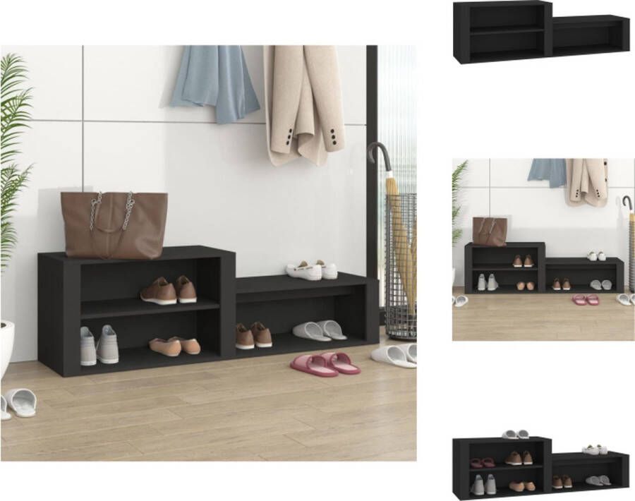 VidaXL Schoenenrek Schoenenrekken Opbergrek Voor Schoenen Schoenenstellage Schoenenkast 150x35x45 cm bewerkt hout zwart