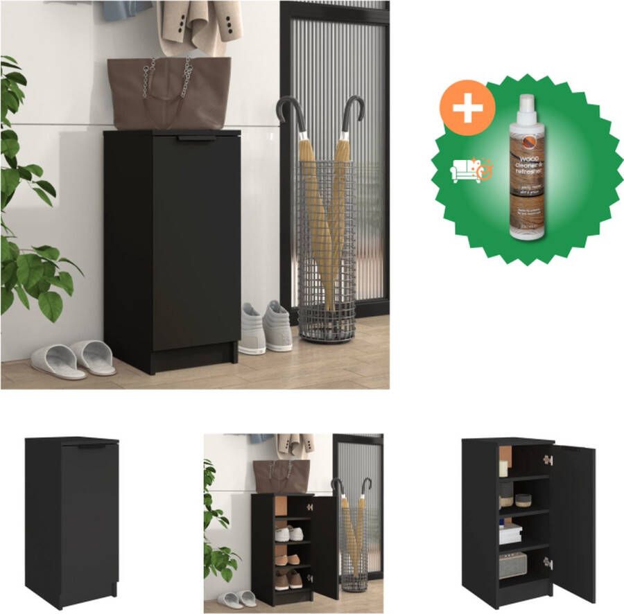 VidaXL Schoenenkast Zwart 30 x 35 x 70 cm Bewerkt hout Schoenenkast Inclusief Houtreiniger en verfrisser