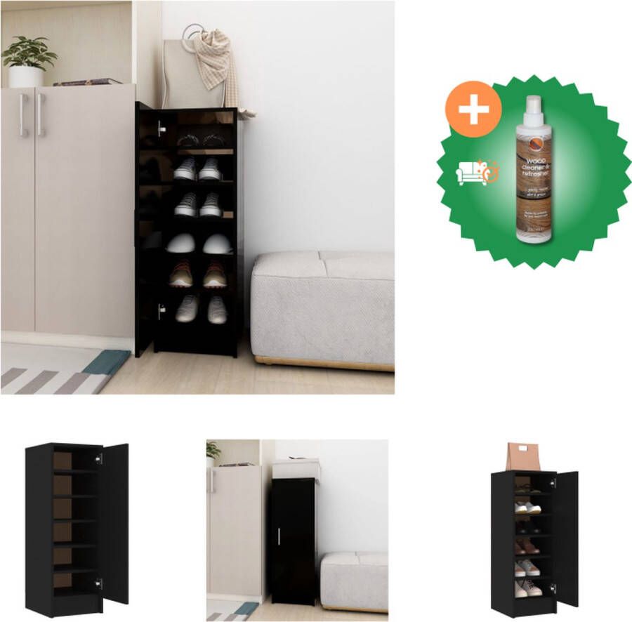 VidaXL Schoenenkast Zwart 32 x 35 x 92 cm Met 6 planken Montage vereist Schoenenkast Inclusief Houtreiniger en verfrisser