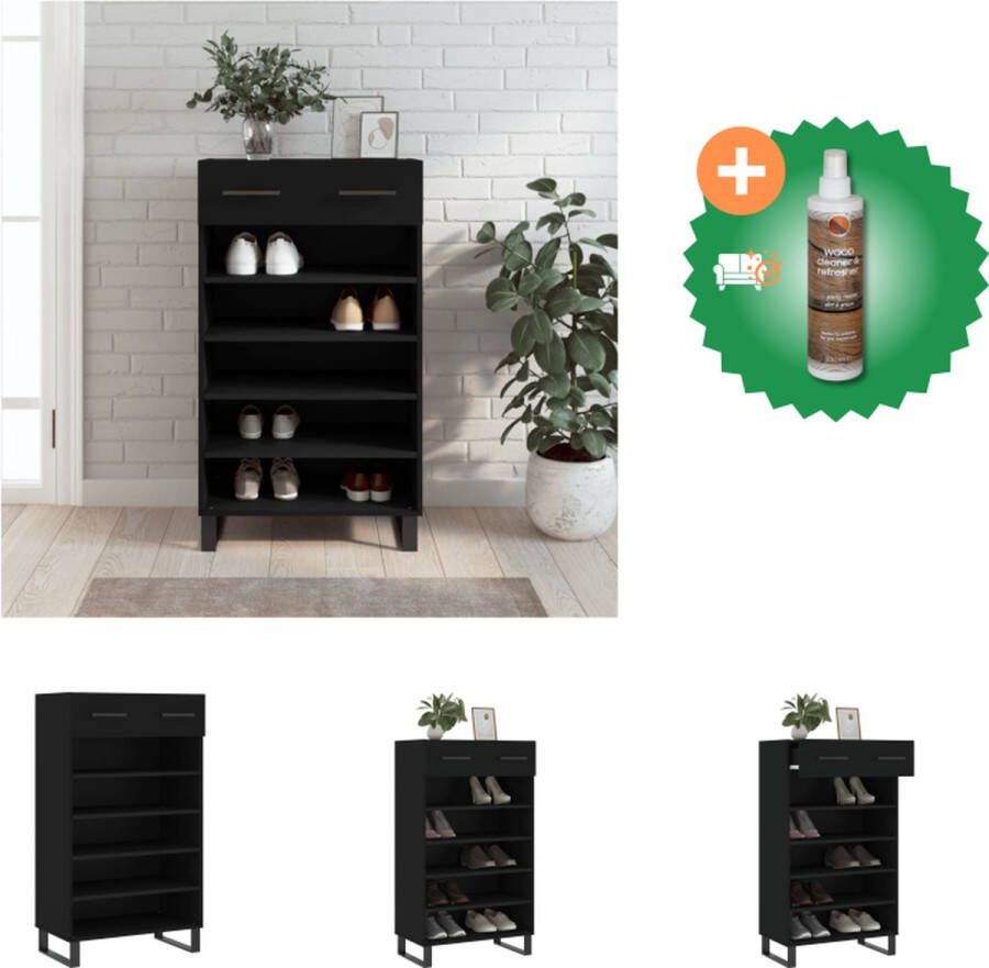 VidaXL Schoenenkast zwart 60 x 35 x 105 cm Duurzaam materiaal Kast Inclusief Houtreiniger en verfrisser
