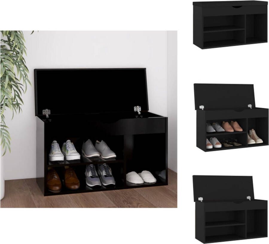 VidaXL Schoenenbank Schoenenbanken Schoenenbankje Schoenenbank met kussen 80x30x47 cm bewerkt hout zwart