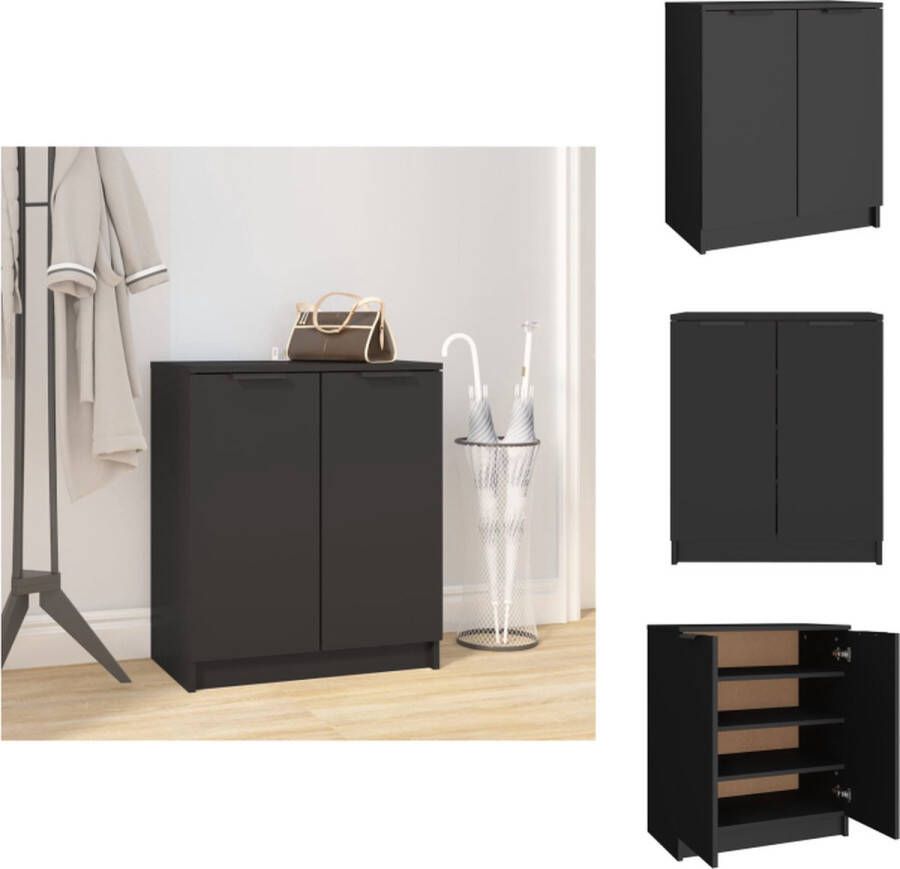 VidaXL Schoenenrek Schoenenrekken Opbergrek Voor Schoenen Schoenenstellage Schoenenkast 59x35x70 cm bewerkt hout zwart