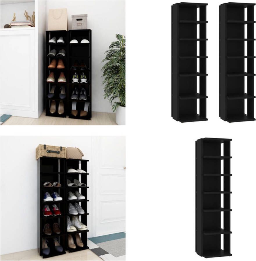 VidaXL Schoenenkasten 2 st 27 5x27x102 cm zwart Schoenrek Schoenrekken Schoenenrek Schoenenrekken