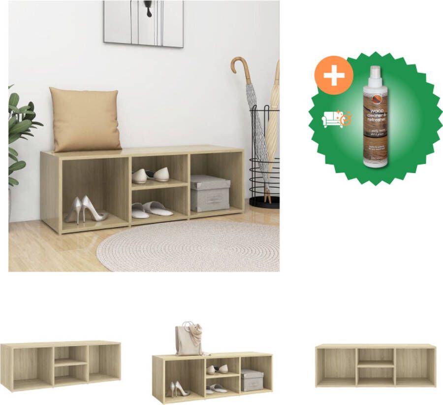 VidaXL Schoenenopbergbank 105x35x35 cm spaanplaat sonoma eikenkleurig Schoenenkast Inclusief Houtreiniger en verfrisser