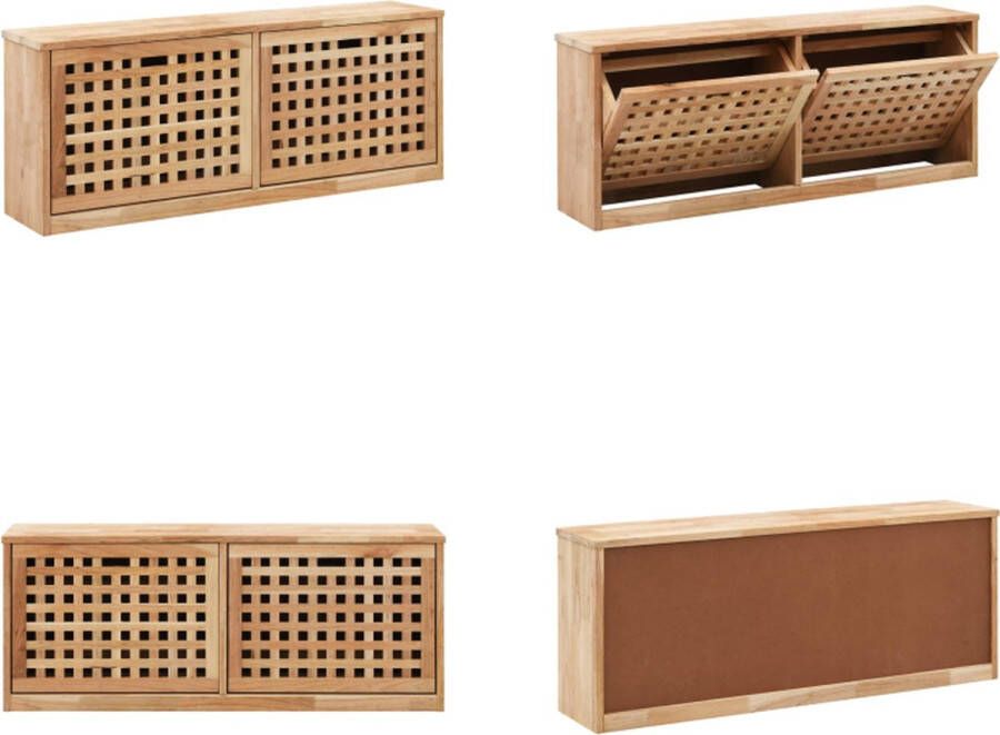 VidaXL Schoenenopbergbank 94x20x38 cm massief walnotenhout Schoenenbank Schoenenbanken Opbergbank Opbergbanken