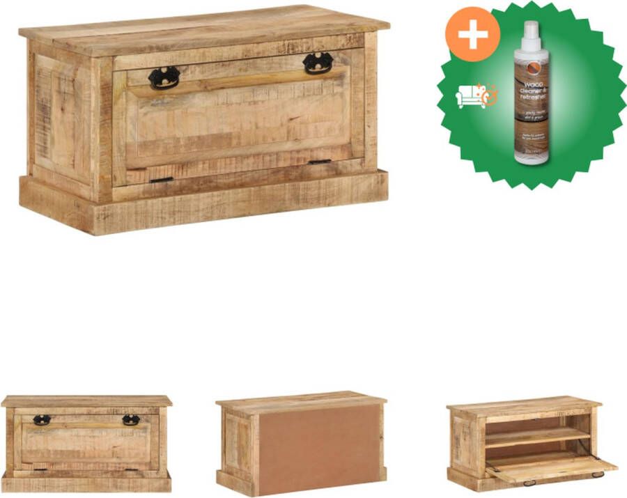 VidaXL Schoenenopbergbank Mangohout 85 x 40 x 45 cm Uniek design Hocker Inclusief Houtreiniger en verfrisser