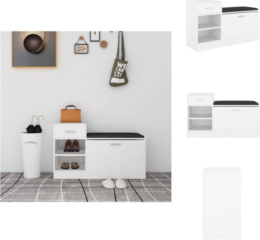 VidaXL Schoenenbank Schoenenbanken Schoenenbankje Schoenenbank 94 5x31x57 cm bewerkt hout wit