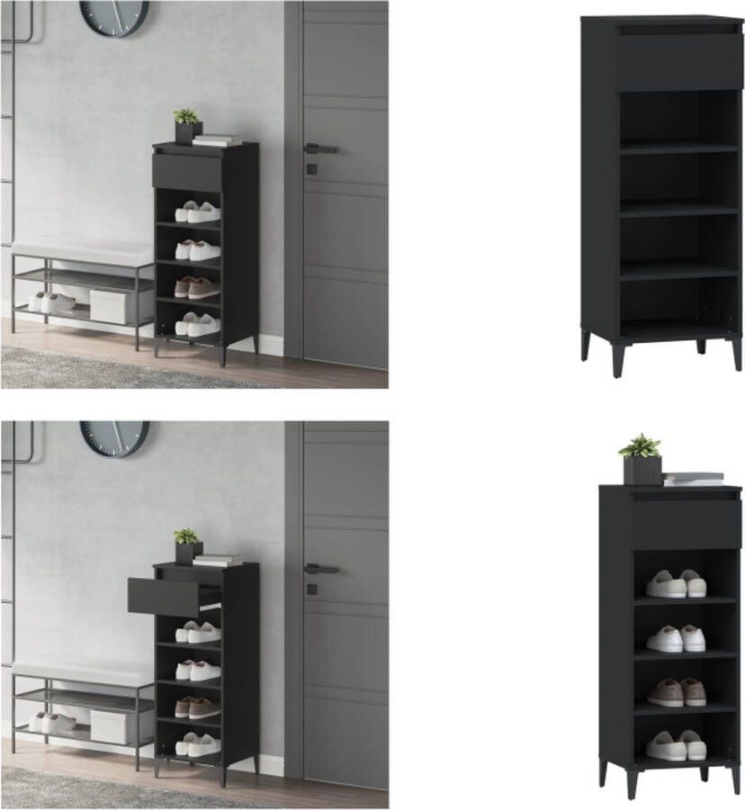 VidaXL Schoenenrek 40x36x105 cm bewerkt hout zwart Schoenenrek Schoenenrekken Opbergrek Voor Schoenen Schoenenopbergkast